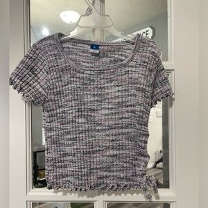 Old Navy Kids Ribbed Short Sleeve Tee - Pink and Gray